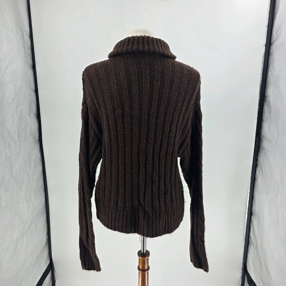 525 Brown Cable Knit Half-Zip Pullover Sweater,  Size S - Picture 3 of 13